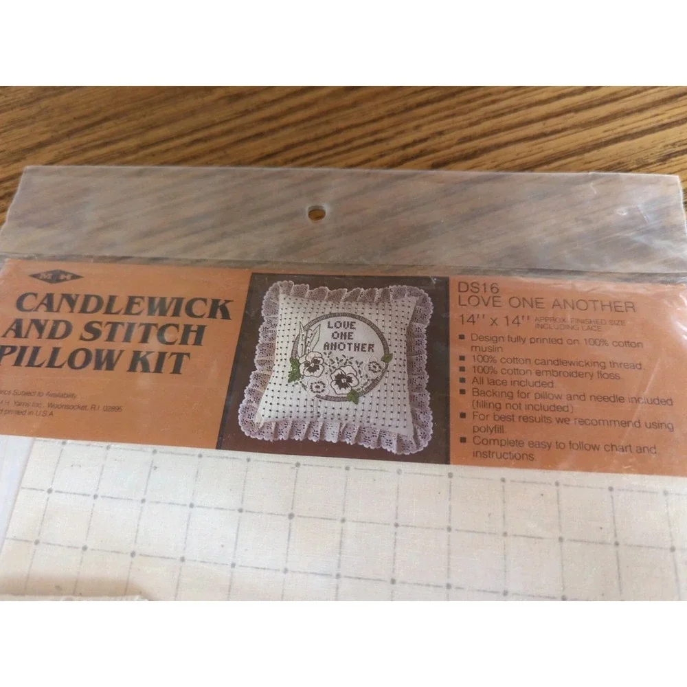New Sealed Vintage Love One Another Candlewicking Embroidery Pillow Kit 14 X 14